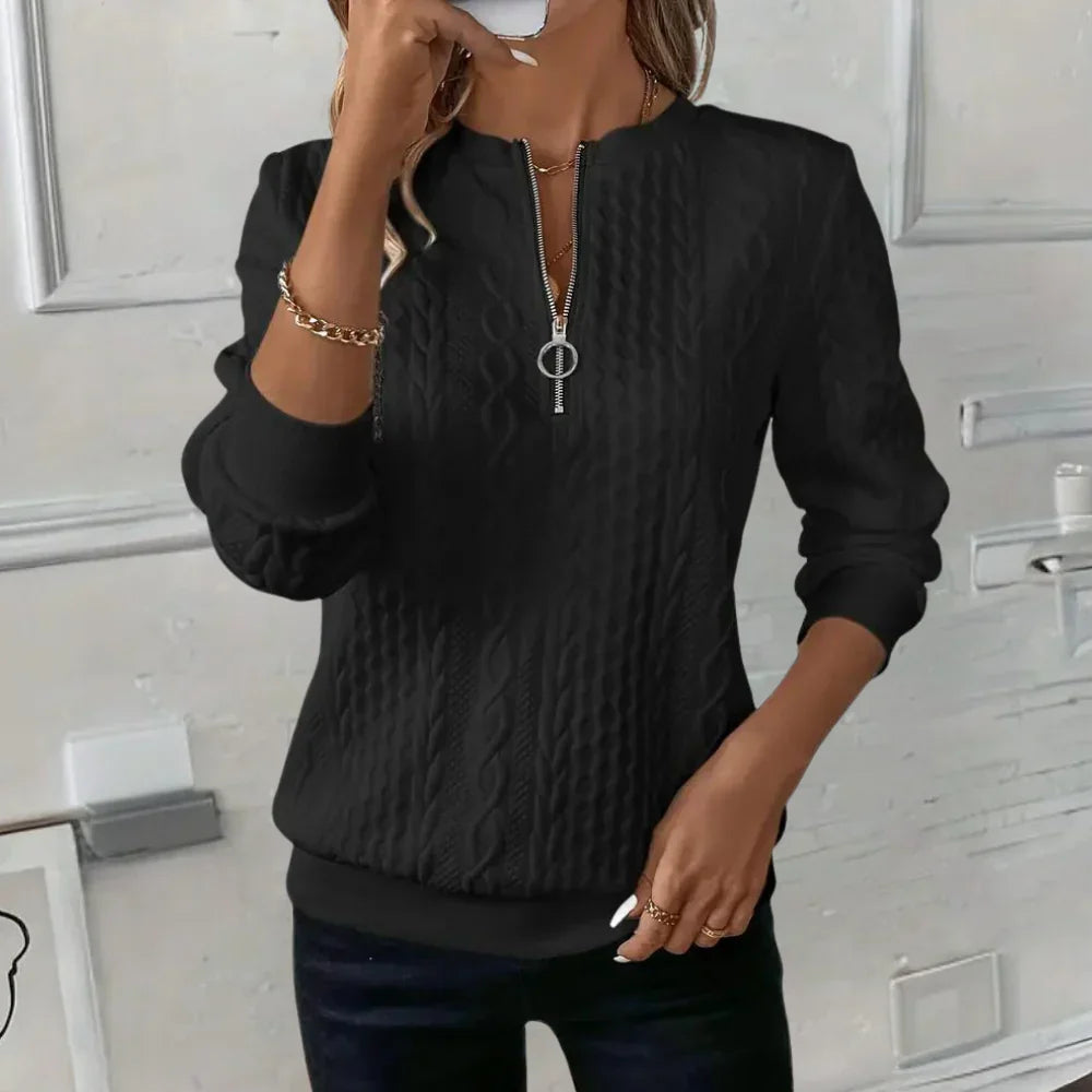Casual V-Neck Women's Sweater with Zip - image 7 of 7