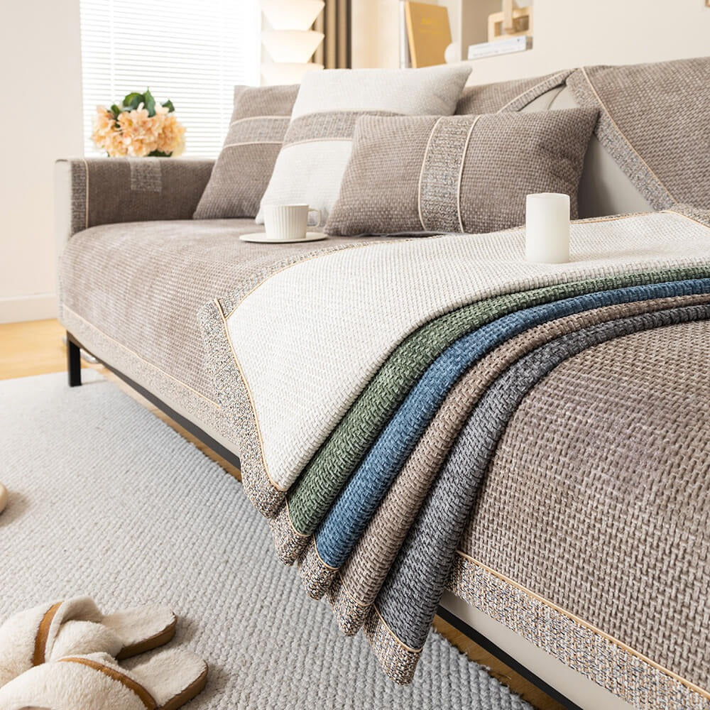 All-Season Modern Tweed Woven Chenille Anti-Slip Sofa Cover - Opulenza