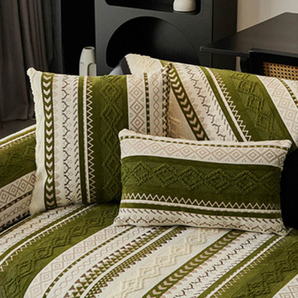 Colour Block Woven Suede Sofa Cover – Soft Protective Couch Cover for Pets - Opulenza