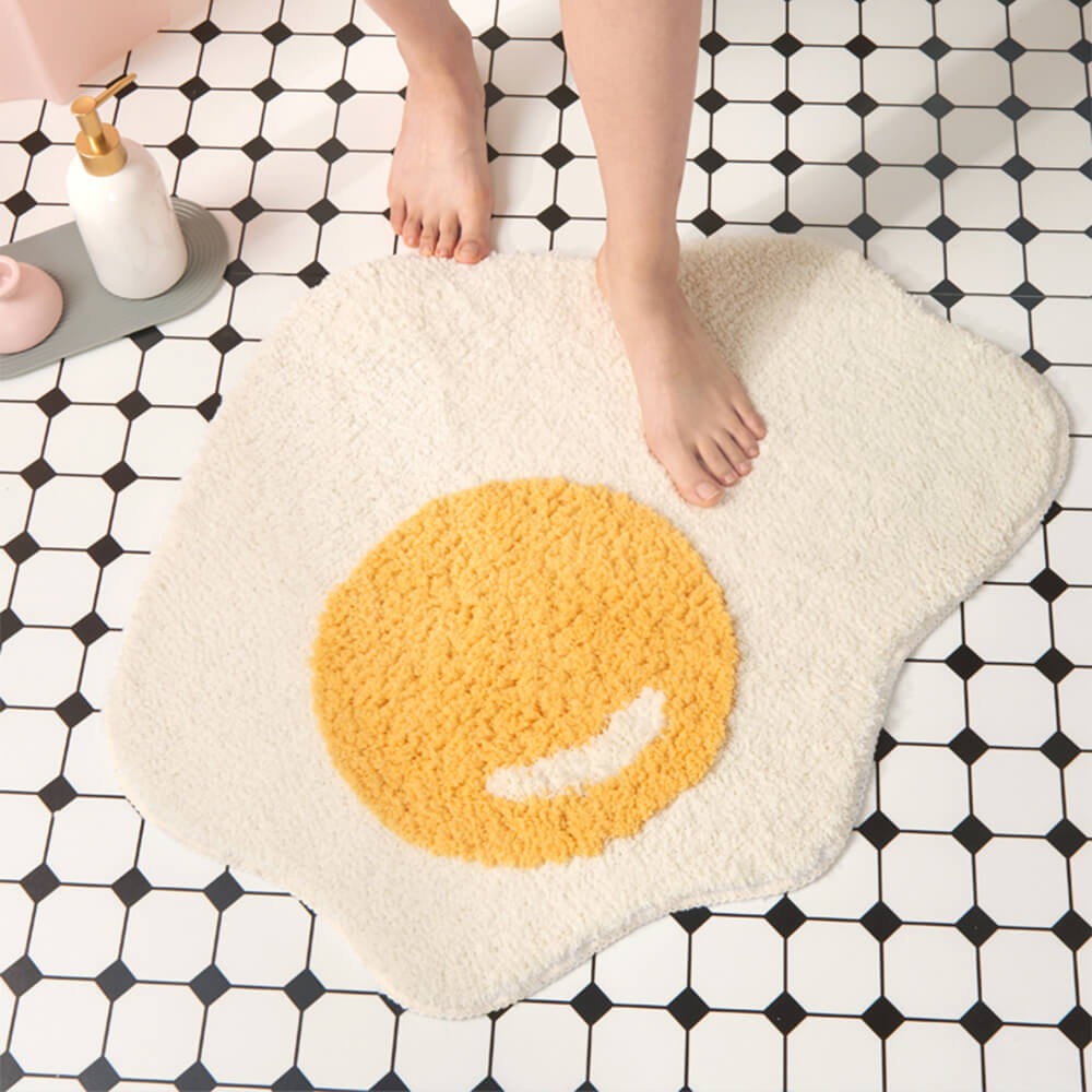 Fried Egg Shaggy Bath Mat - Opulenza