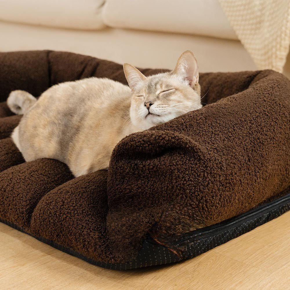Large Soft Supportive Headrest Orthopaedic Cat Bolster Bed - Opulenza