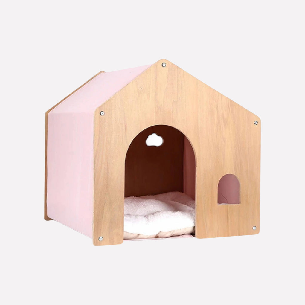 Modern Wooden Cat Bed & Cozy Retreat - Opulenza