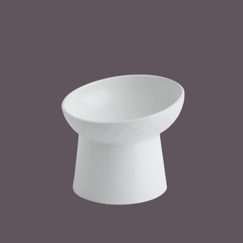 Nordic Style Tilted Ceramic Cat Bowl - Opulenza