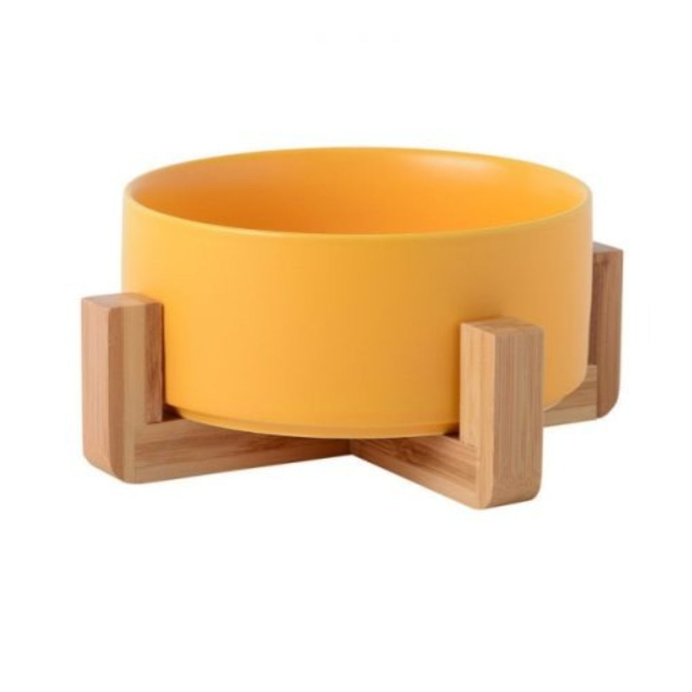 PawFeast Ceramic Dog Bowl – Stylish Dining with Wooden Stand - Opulenza