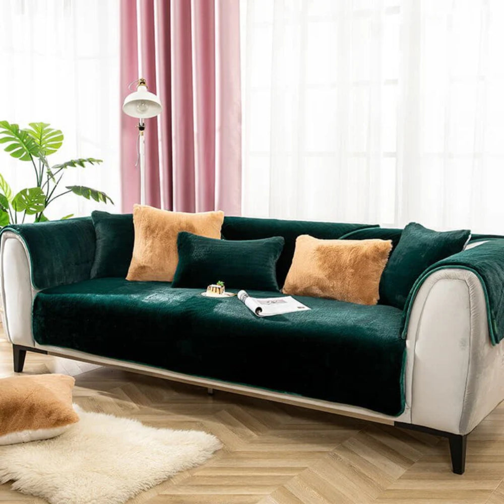 Plush Faux Fur Sectional Sofa Cover - Opulenza