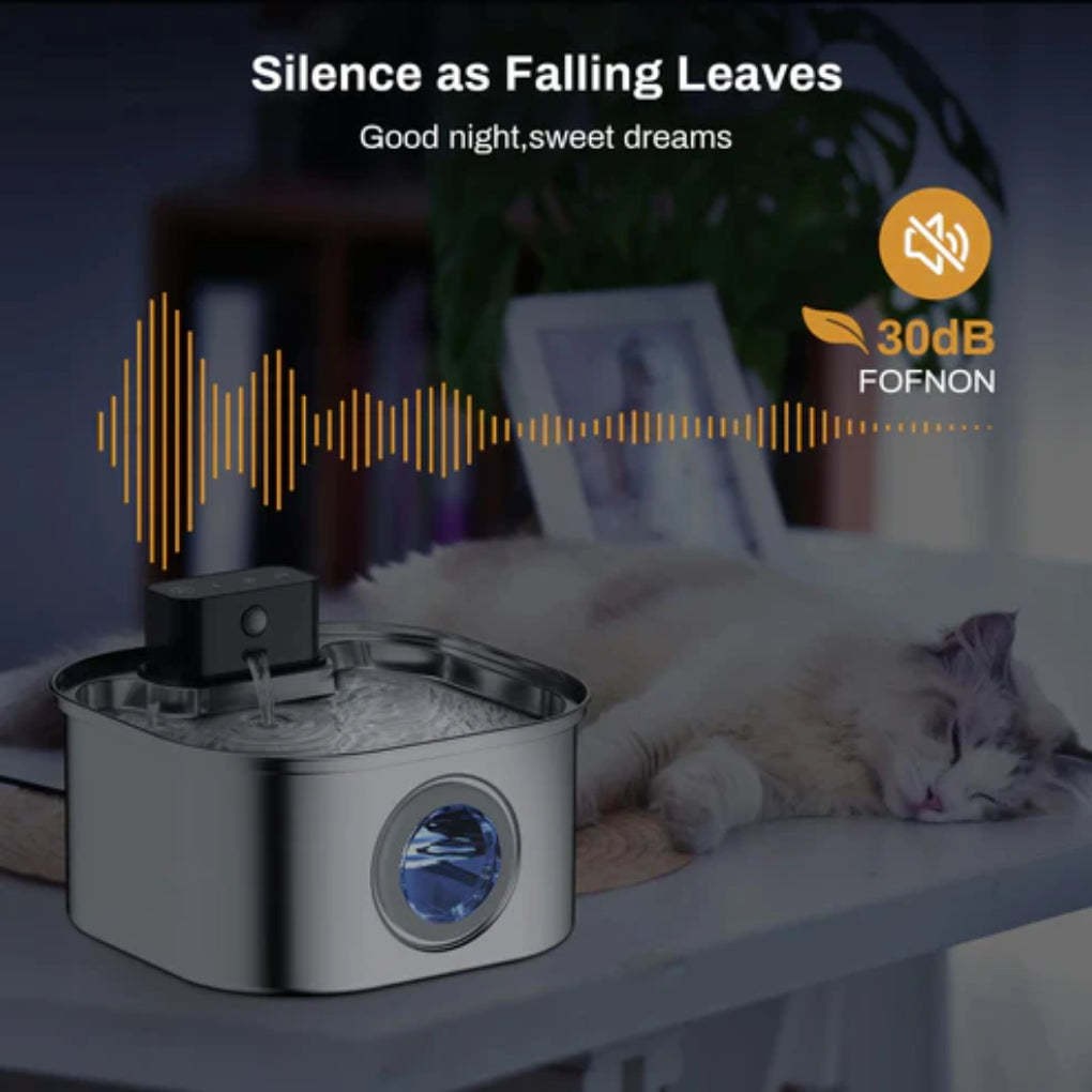 Stainless Steel Cat Water Fountain – 3.2 L with Automatic Sensor - Opulenza