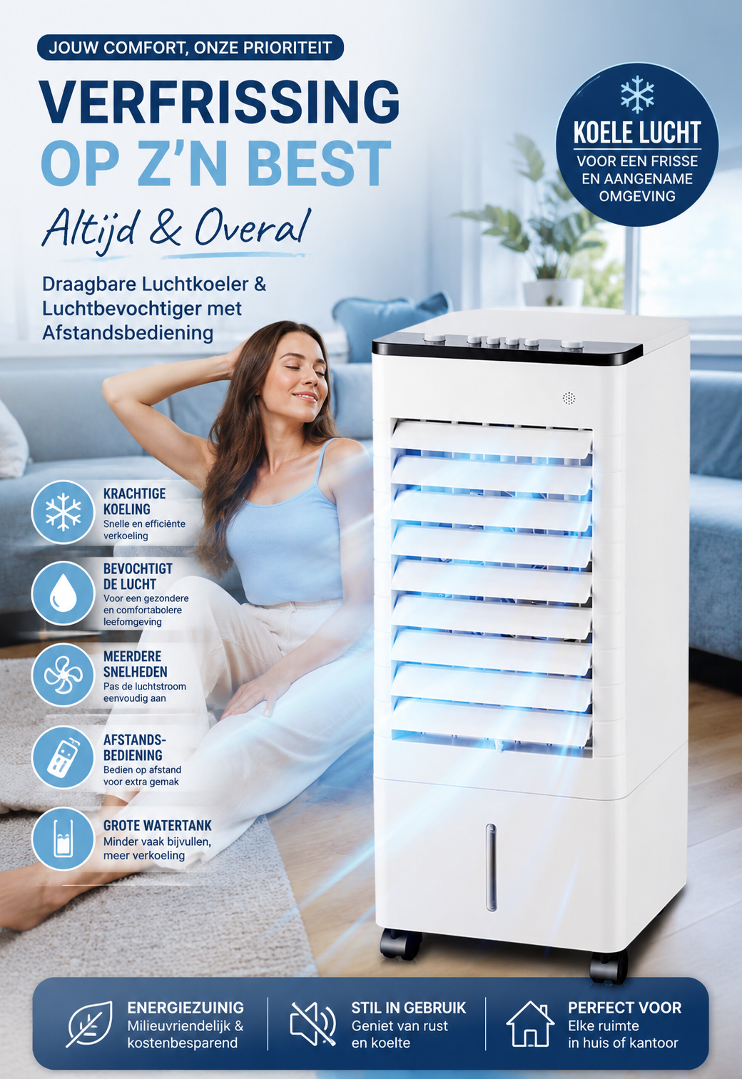 Portable Air Cooler & Humidifier with Remote Control - image 3 of 12