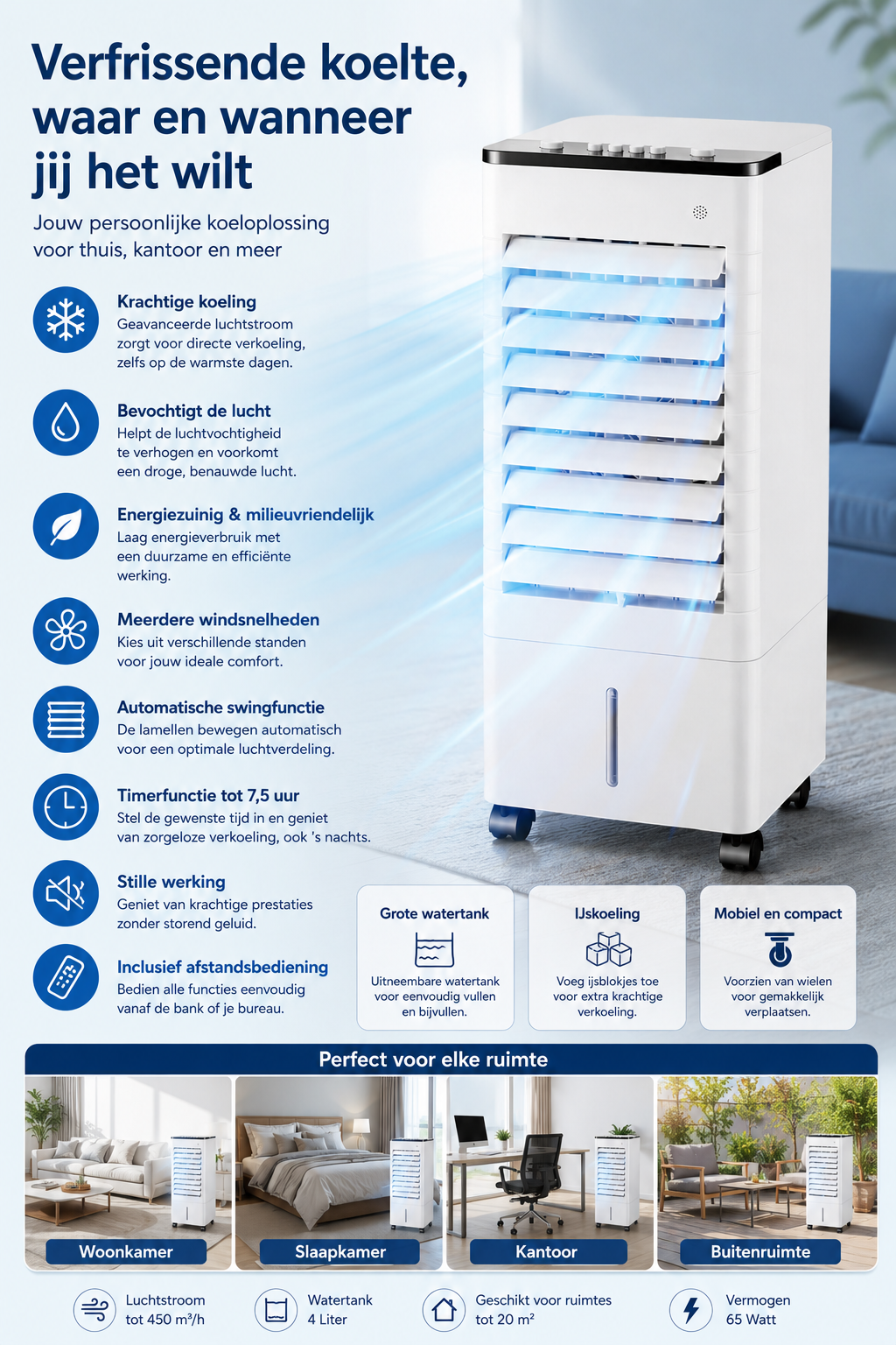 Portable Air Cooler & Humidifier with Remote Control - image 6 of 12