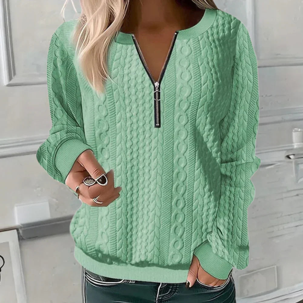 Casual V-Neck Women's Sweater with Zip - image 5 of 7