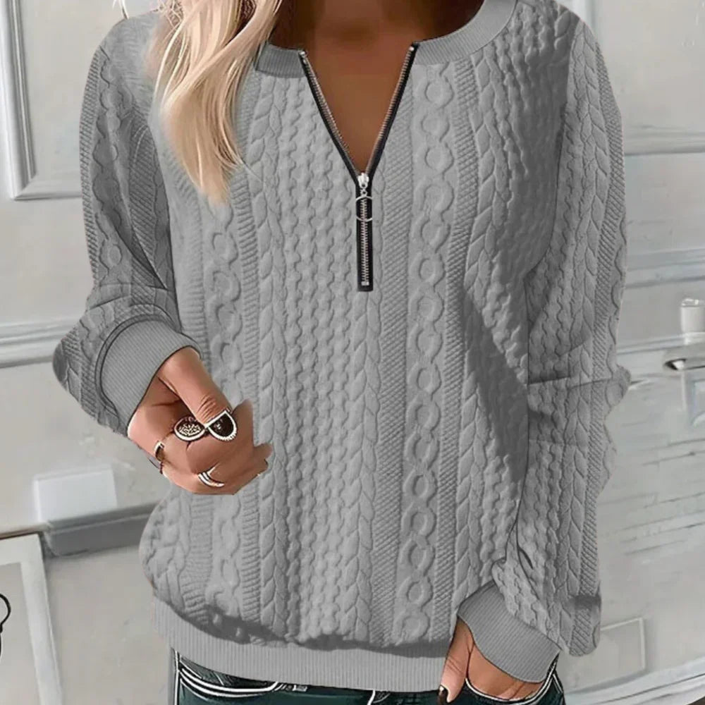 Casual V-Neck Women's Sweater with Zip - image 6 of 7