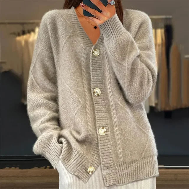 Chic Women's Cardigan | Elegant Buttons & Long Sleeves - Women’s Vests & Blazer