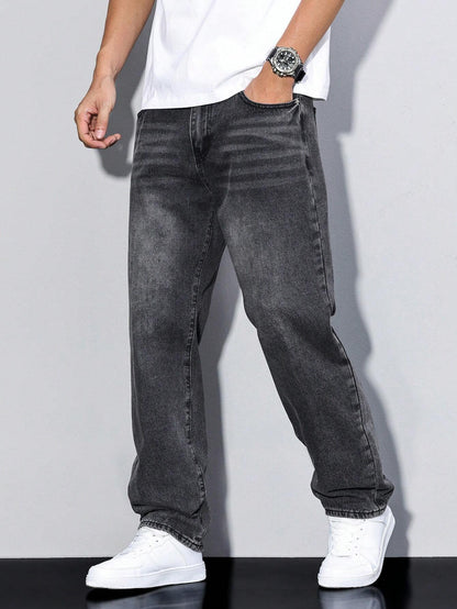 Comfortable Solid Colour Men's Jeans - image 7 of 13