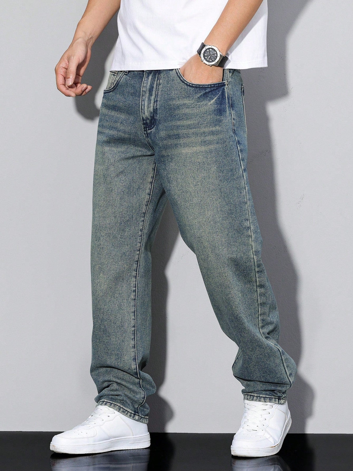 Comfortable Solid Colour Men's Jeans - image 13 of 13