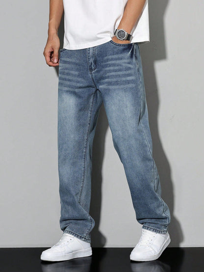 Comfortable Solid Colour Men's Jeans - image 3 of 13