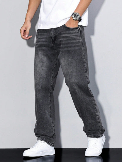 Comfortable Solid Colour Men's Jeans - image 6 of 13
