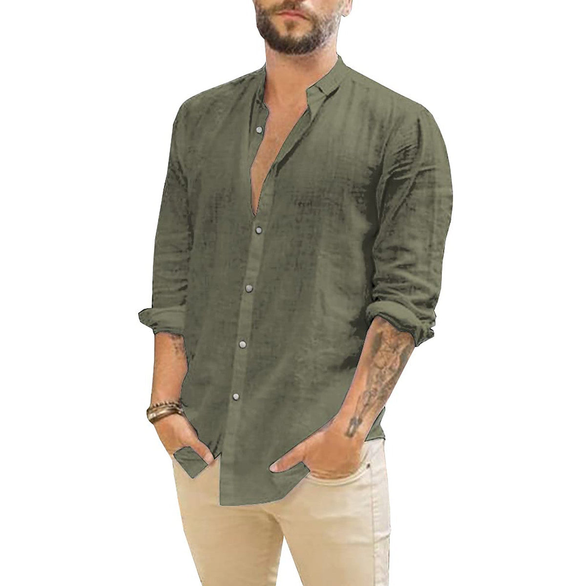 Solid Colour Shirt for Men - image 5 of 9