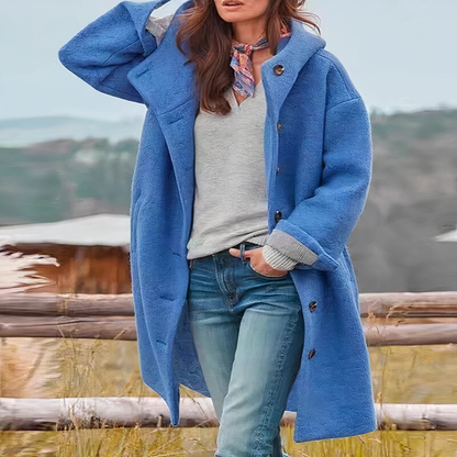 Elegant Mid-Length Coat with Hood - image 2 of 5