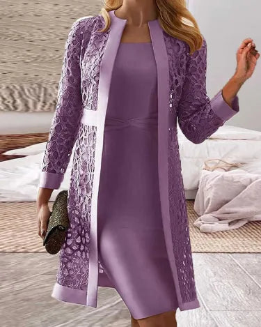 Odile Luxury Lace Cardigan Dress Set - Elegant & Comfortable - Sets ladies
