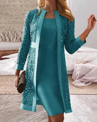 Odile Luxury Lace Cardigan Dress Set - image 2 of 3