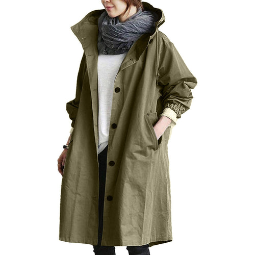Waterproof Women's Raincoat - Mid-Length Design with Hood - Jackets ladies