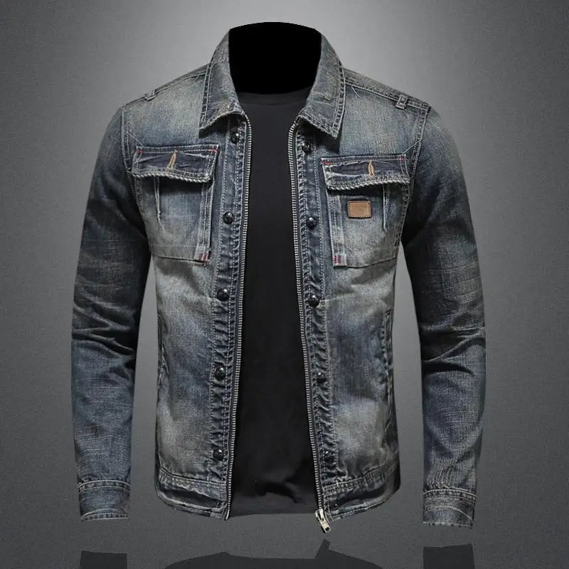 Men's Denim Jacket with Button Closure and Front Pockets - Stylish & Functional - Men's jackets
