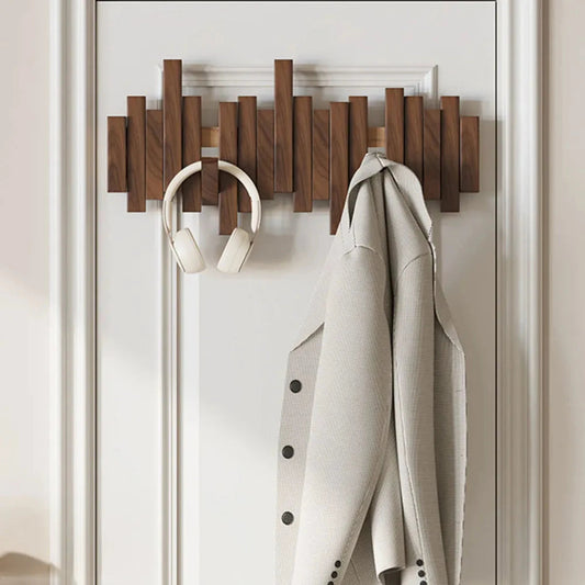 Piano-Style Coat Rack - Walnut/Beech Wood - Elegant Design - Home products