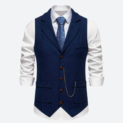 Classic Men's Waistcoat with Herringbone Pattern - image 2 of 5
