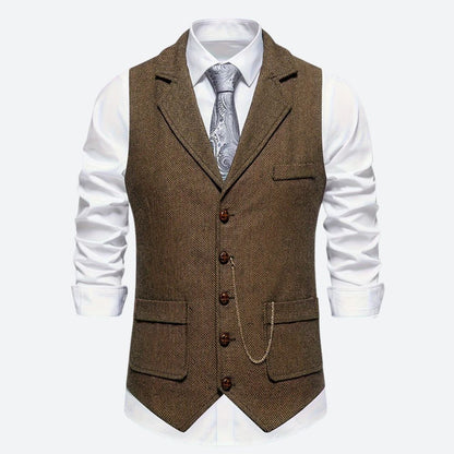 Classic Men's Waistcoat with Herringbone Pattern - image 3 of 5