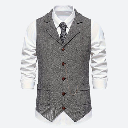 Classic Men's Waistcoat with Herringbone Pattern - image 4 of 5
