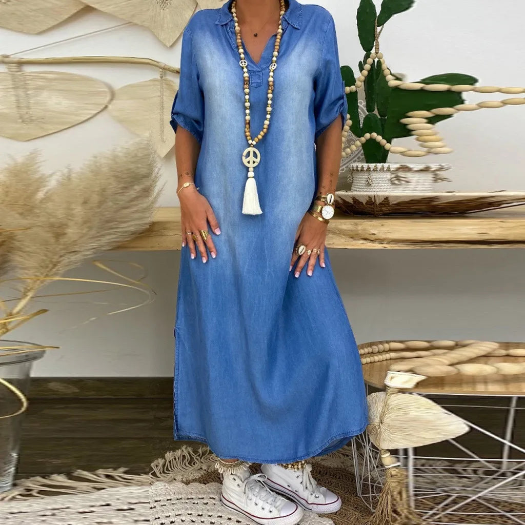 Long Denim Dress For Women - image 4 of 6