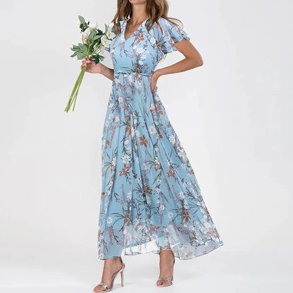 Long Summer Dress - Floral Print | Airy and Stylish - Dresses & Jumpsuits ladies