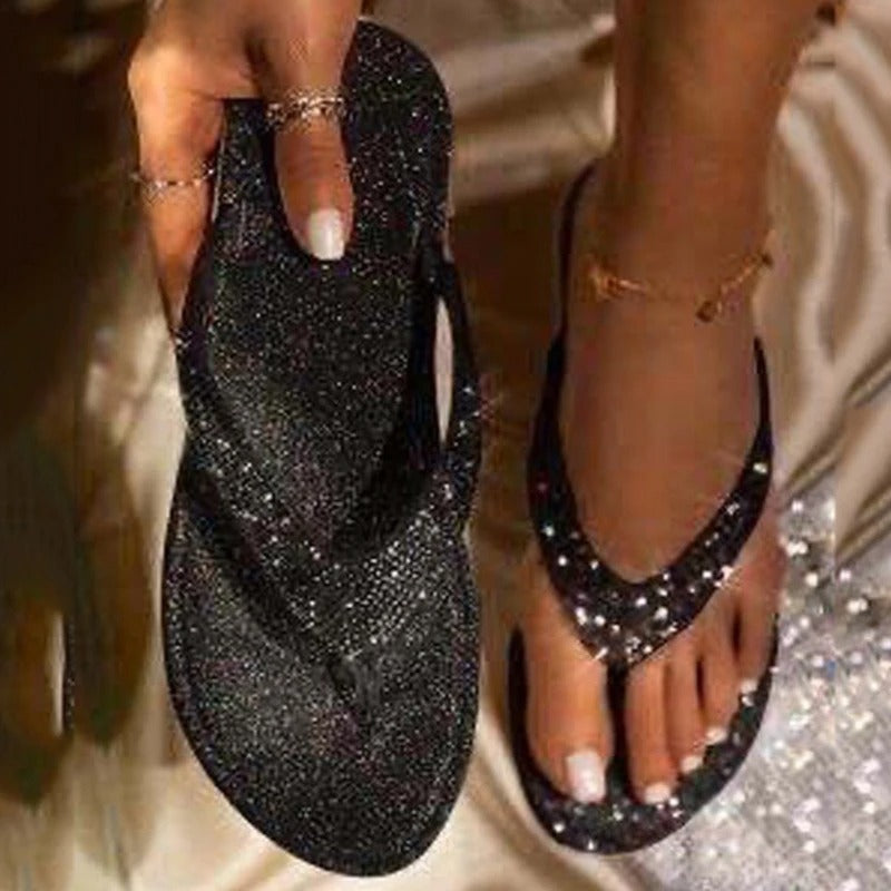 Flip-Flops | Luxury Beach Sandals with Rhinestones for Women - Women's shoes