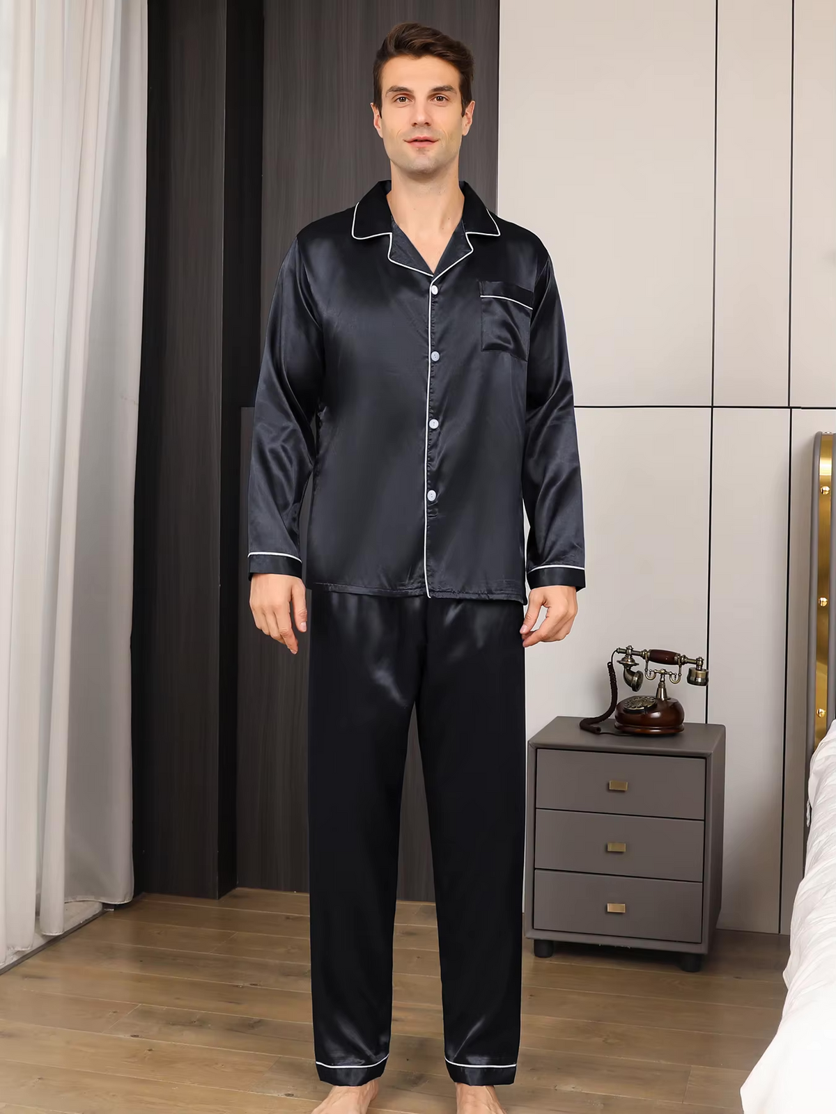 Men's Satin Pyjamas - image 2 of 7