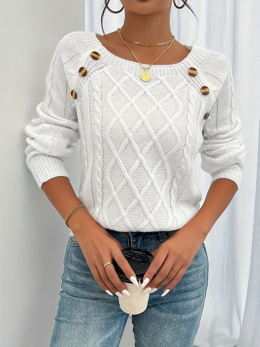 Women's Luxury Knitted Winter Jumper - Stylish & Comfortable - Women’s Hoodies & Sweaters
