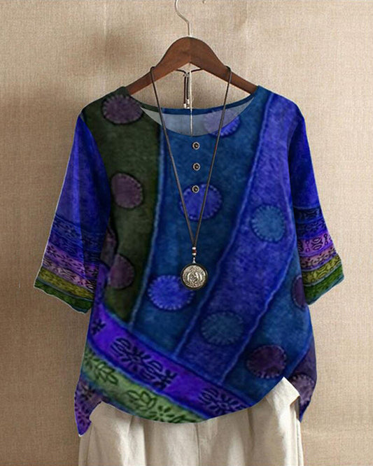 Myla Blouse: Retro Bohemian Style with Versatile Fit - Tops & Shirts ladies