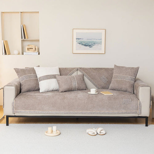 All-Season Modern Tweed Woven Chenille Anti-Slip Sofa Cover - Opulenza