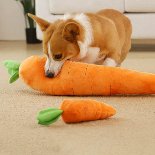 Carrot Squeaky Plush Toy Dog Interactive Toy - Opulenza