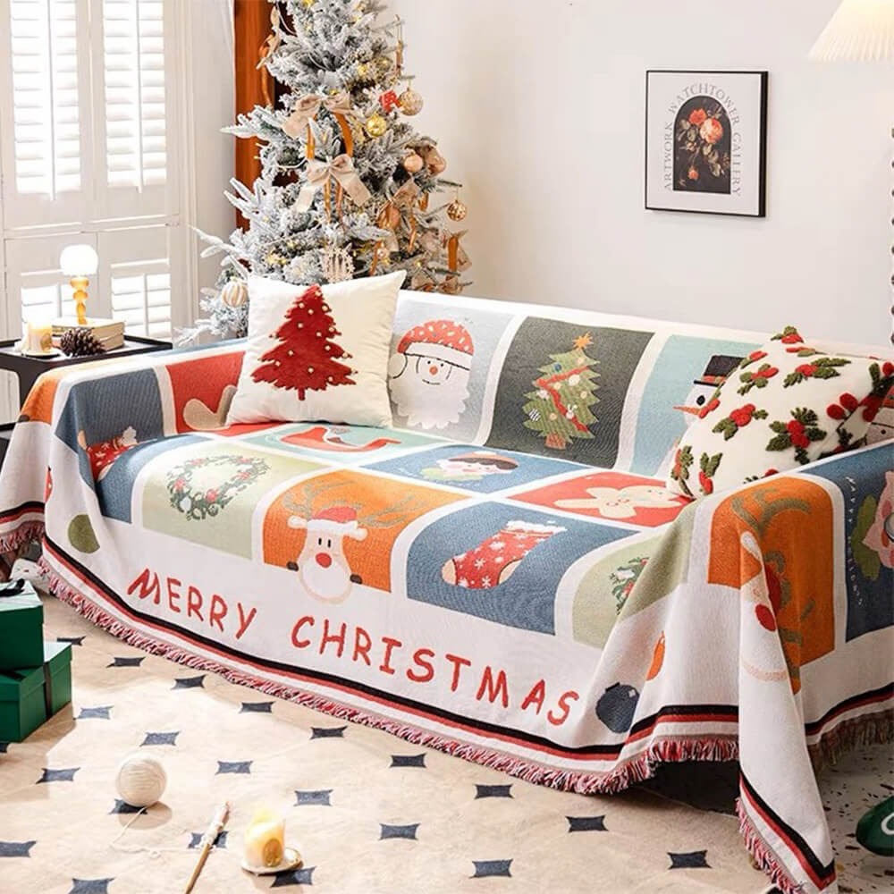 Christmas-Themed Soft Sofa Cover - Opulenza