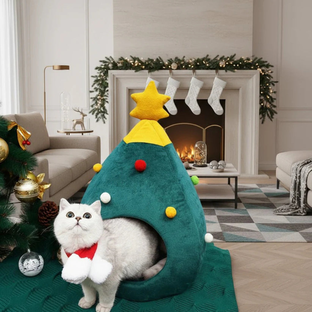 Christmas Tree Cat Bed - Opulenza