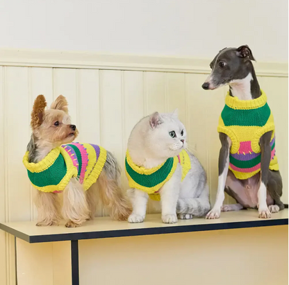 Color-Blocked Striped Sleeveless Dog Jumper - Opulenza