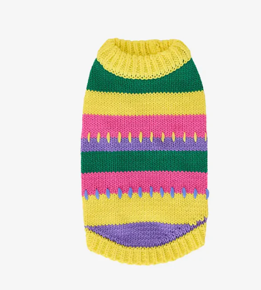 Color-Blocked Striped Sleeveless Dog Jumper - Opulenza