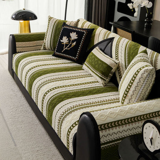 Colour Block Woven Suede Sofa Cover – Soft Protective Couch Cover for Pets - Opulenza