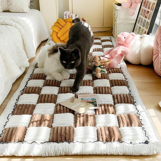 Cozy Cream Plaid Pet Mat & Couch Cover - Opulenza