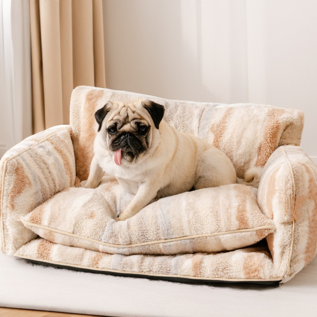 Cozy Striped Double-Layer Dog & Cat Sofa Bed - Opulenza