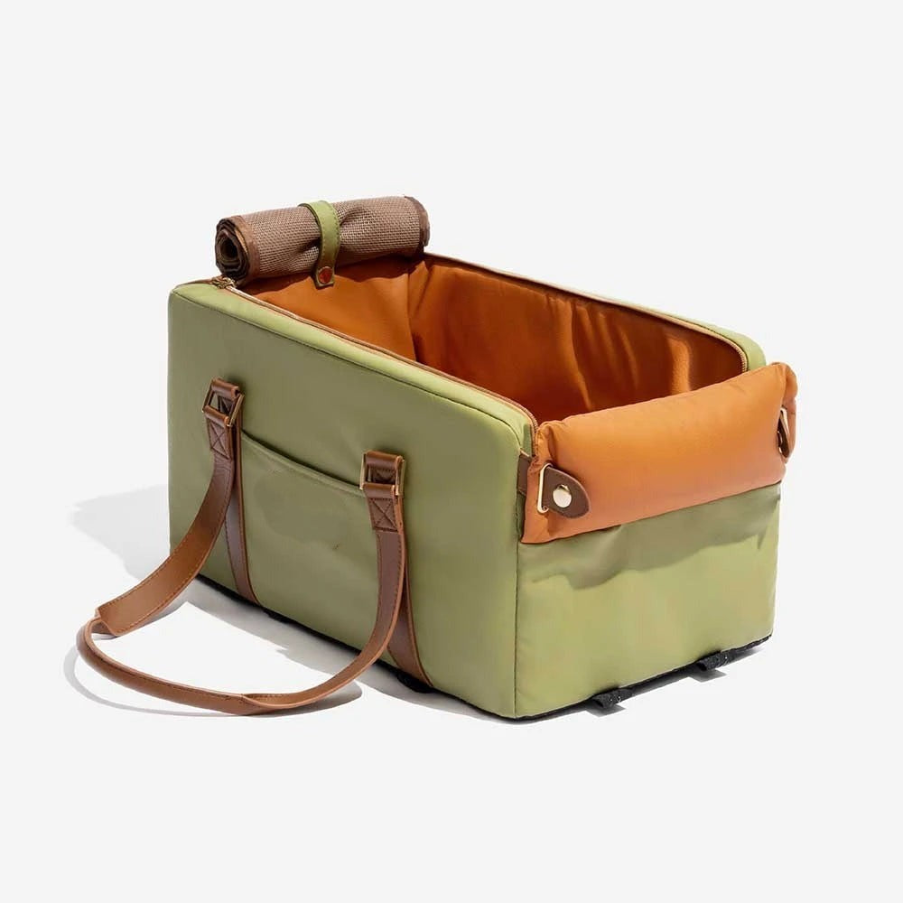 Deluxe Faux Leather Center Console Pet Car Seat & Carrier - Opulenza