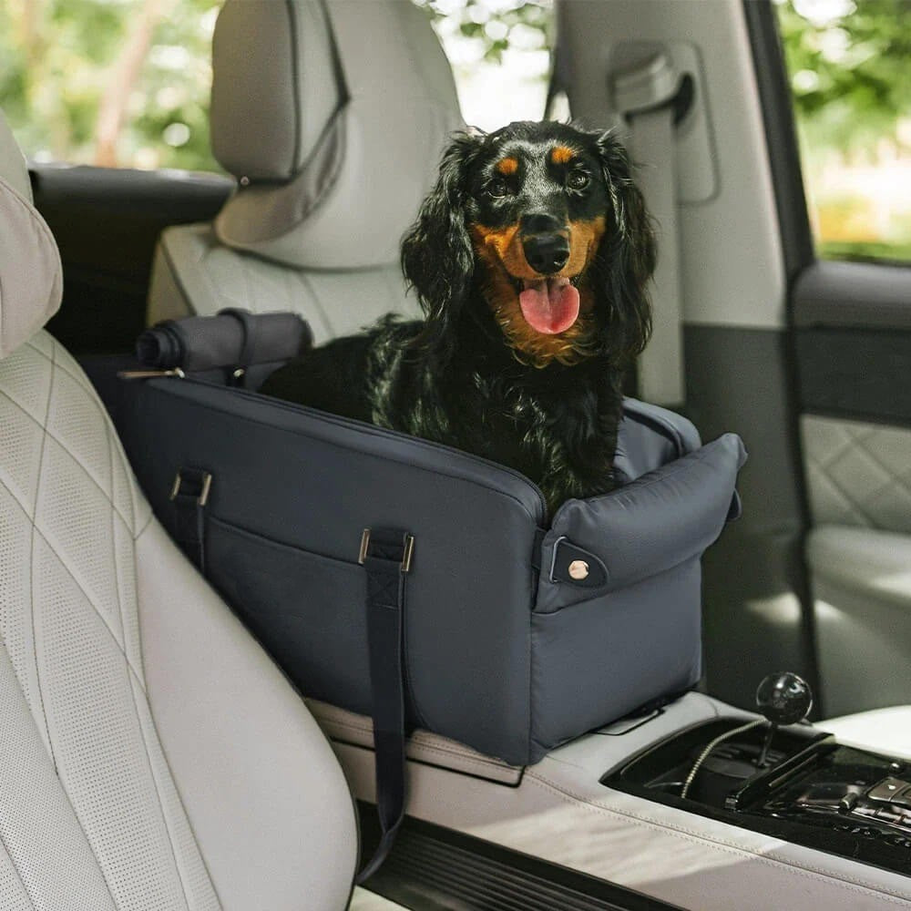 Deluxe Faux Leather Center Console Pet Car Seat & Carrier - Opulenza