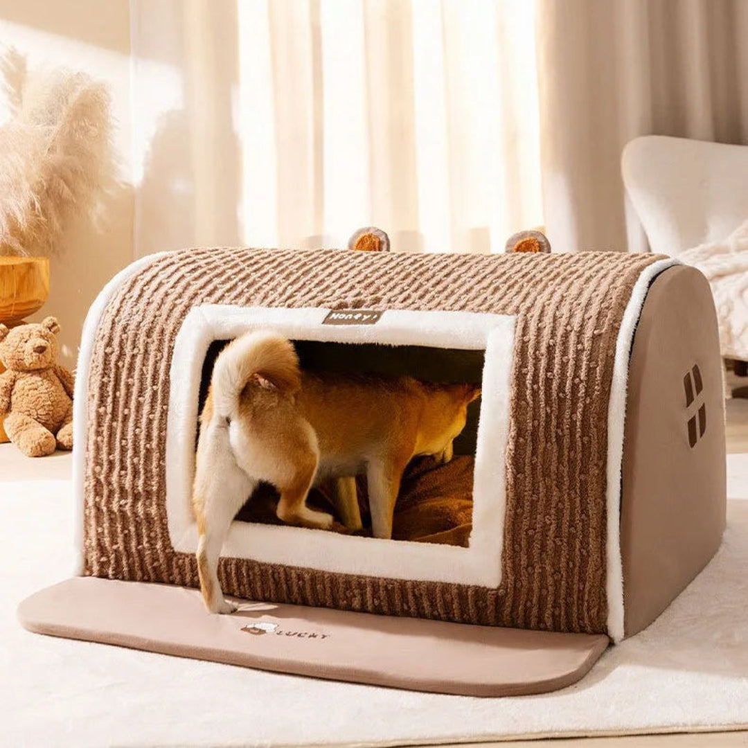 Dog Bed House – Cozy Enclosed Sleeping House for Dogs - Opulenza