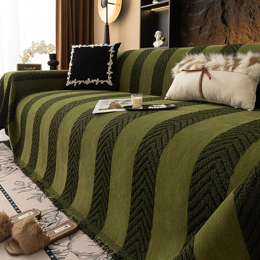 Elegant Herringbone Chenille Throw Cover for Sofas and Couches - Opulenza