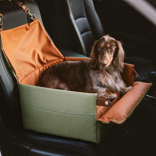 Elevated Faux Leather Deluxe Dog Car Seat Booster Bed - Opulenza