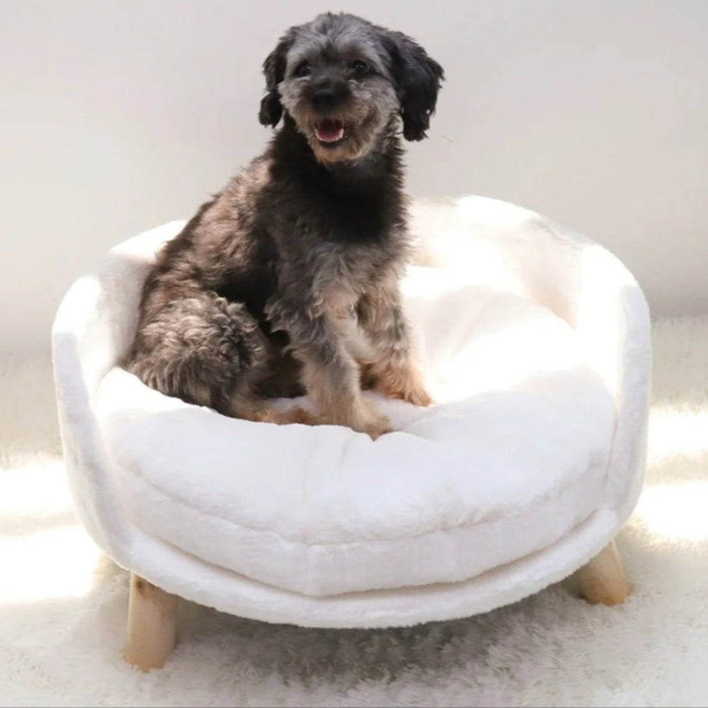 Elevated Round Plush Pet Bed Chair - Opulenza